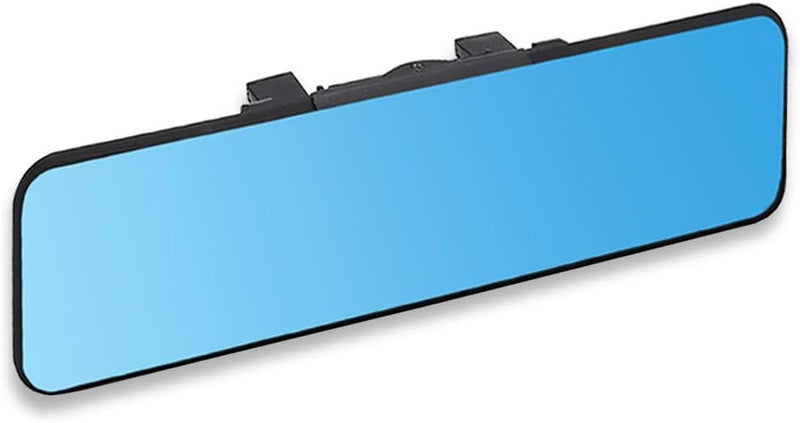 SkycropHD Anti Glare Car Interior Rear View Mirror, Clip on Wide Angle Panoramic Rearview Mirror to Eliminate Blind Spots – Flat, Blue,11.2in (290mm) - Image 1